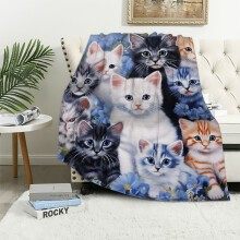Coperta WENZZ Collage Kitten per letto, coperta da divano per bambini - Coperte super morbide in peluche con gatti per amanti dei gatti, coperte con