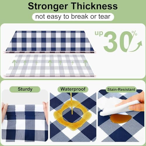 Τραπεζομάντηλα μιας χρήσης σε μπλε χρώμα Gingham, συσκευασία των 3 τεμαχίων 2