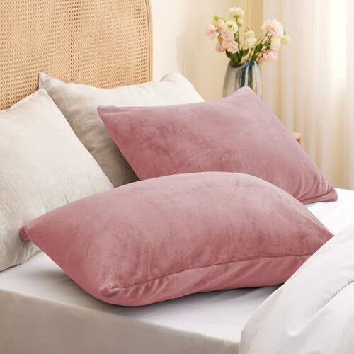 Μαξιλαροθήκες Queen Flannel 2 τεμάχια 50x76 εκ. Dusty Pink 1