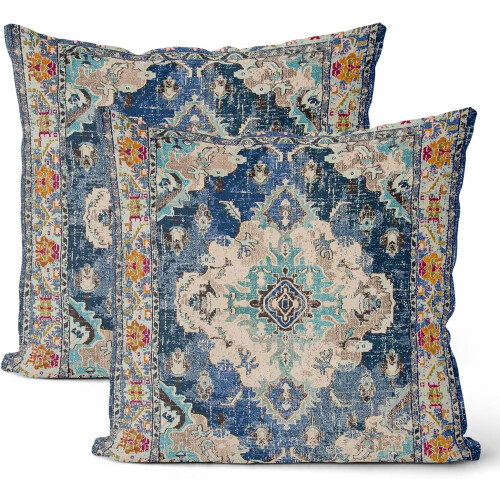 Μαξιλαροθήκες Boho 18x18, Σετ 2 τεμαχίων, Μαξιλαροθήκες από Λινό Περσικό σε Σκούρο