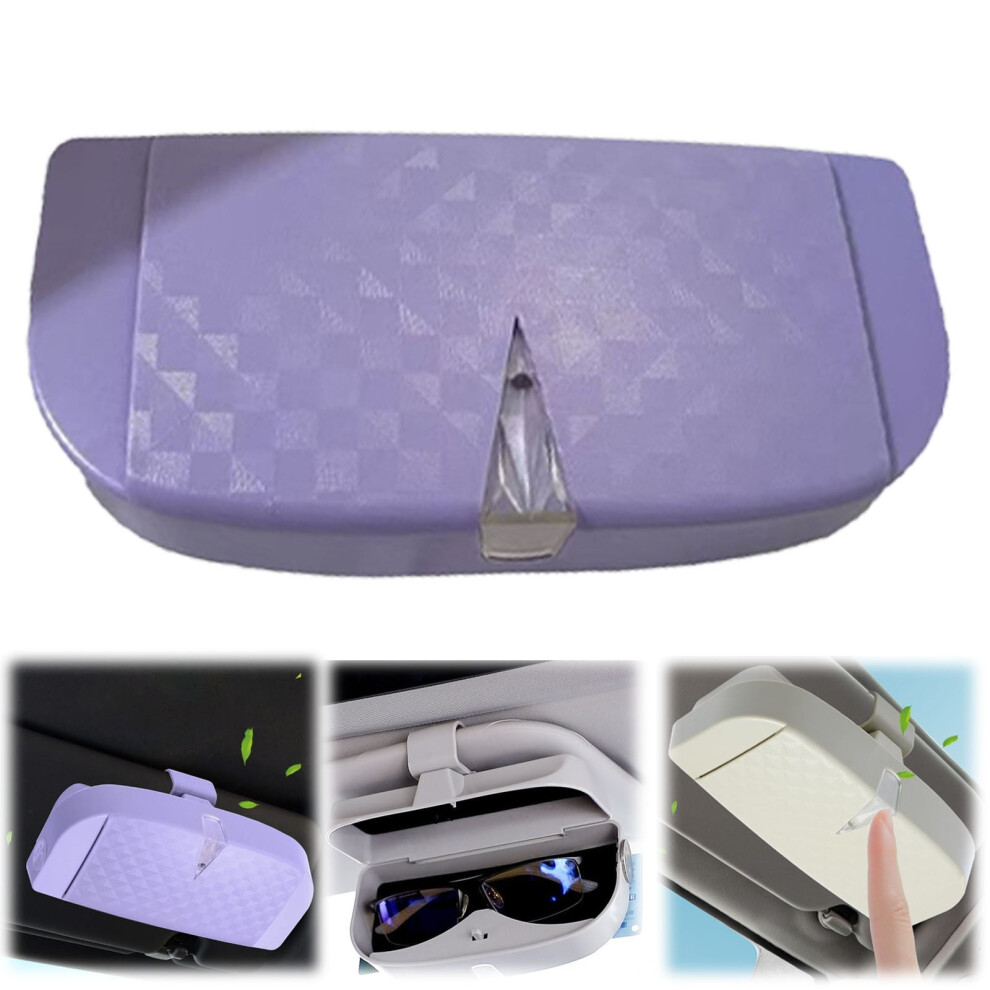 Multifunctional Car Sunglasses Case & Visor Holder Â Hard Eyeglasses Storage Organizer, Compatible With Most Car Visors Purple 9485826278764