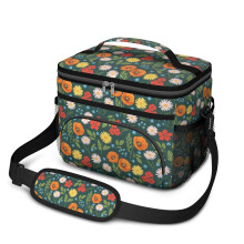 Isolierte Lunchtasche mit Blumenmuster für Damen und Herren – Auslaufsicher, verstellbarer Tragegurt, 25,4 x 17 x 20,3 cm, kompatibel mit