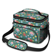 Isolierte Lunchtasche mit Blumenmuster für Damen und Herren – Auslaufsicher, verstellbarer Tragegurt, 25,4 x 17 x 20,3 cm, kompatibel mit