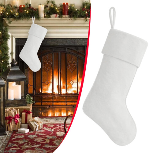 Meia de Natal de veludo branca de 50 cm (20 polegadas) com forro de feltro 1