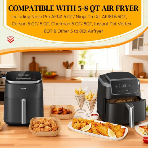 Forros para fritadeira elétrica Ninja AG301AF141Foodi de 9 polegadas quadradas 2