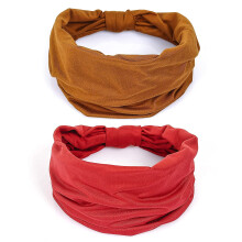 Paquete de 2 diademas anchas estilo boho para mujer: cintas para el cabello de algodón antideslizantes para yoga, correr y practicar deportes