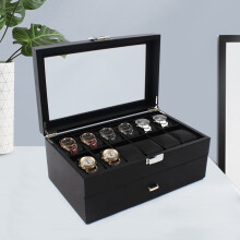 Loyalheartdy 24 Slots Watch Box Jewelry Watch Storage Display Case Organizer with Clear Glass Top Dust-proof Design for Men & Women Gift