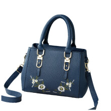 Bolsos cruzados de cuero para mujer, bolsos de mano con asa superior y bordados de moda, bolsos tote para mujer, ideales para viajar, color azul.