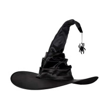 Heksehat til kvinder, foldbar, bred skygge, spids festkostumetilbehør, Halloween-hovedbeklædning, troldmands-cosplay-kasket til voksne