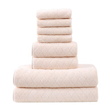 8er-Pack ultraweiche, saugfähige Badezimmerhandtücher: 4 quadratische + 2 Bade- + 2 Handtücher, Beige – für Zuhause, Spa & Hotel