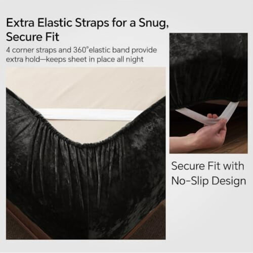 Velvet Fitted Sheet Set with Pillowcases, 15-inch Deep 2