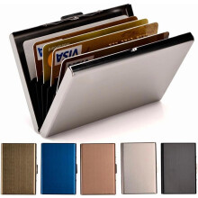 Tarjetero RFID metálico tipo cartera de acero inoxidable para tarjetas de crédito, funda protectora para tarjetas de crédito para hombres o