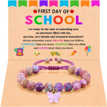 Pulseira de borboleta em pedra natural, ideal para presentear filha e neta na volta às aulas, seja na pré-escola, jardim de infância, 5º ou 8º