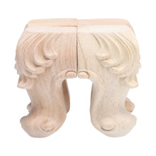 Patas de sofá talladas de estilo europeo, patas de muebles de madera maciza, 4 piezas (color madera con vetas de goma sin pintura - 10*6)