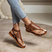 Sandali piatti estivi da donna, regalo per la festa della mamma, scarpe romane da spiaggia con stampa a spina di pesce e pelle di serpente, marroni,