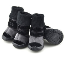 4 pezzi di scarpe per cani in pelle scamosciata, invernali, antiscivolo, per animali domestici, stivali da neve, stivaletti caldi per cuccioli.