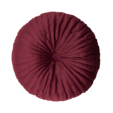 Almofada redonda de veludo de 38 cm (15 polegadas) para sofá, cor sólida, ideal para sala de estar, cama ou chão, na cor vermelho vinho.
