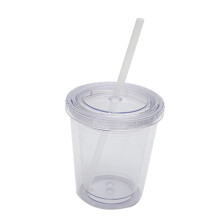 opvise1Set 12OZ/350ml Strohhalmbecher Doppelwandig Wiederverwendbar mit Deckel Reise-Eiskaffeebecher