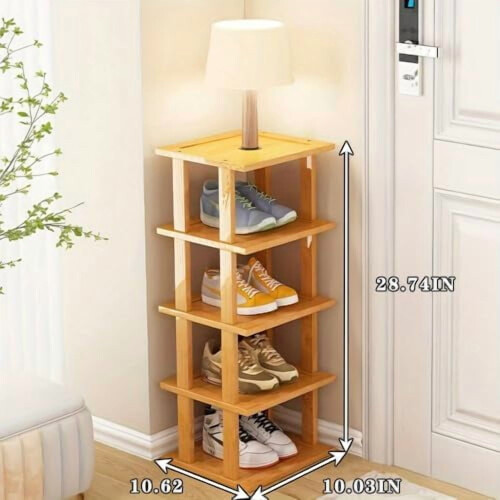 Sapateira de bambu com 5 níveis e organizador vertical. 1