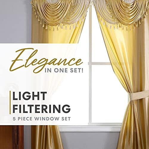 Amore Curtains 5-piece set 54x84 inch gold 2