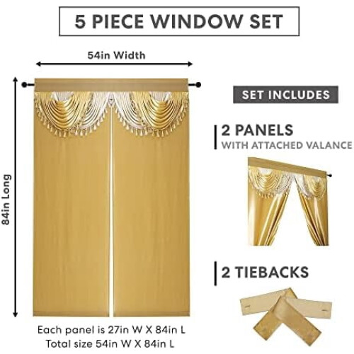 Amore Curtains 5-piece set 54x84 inch gold 1