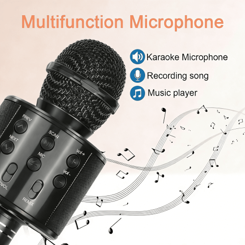 Bluetooth Karaoke Microphone Speaker Combo Black 2