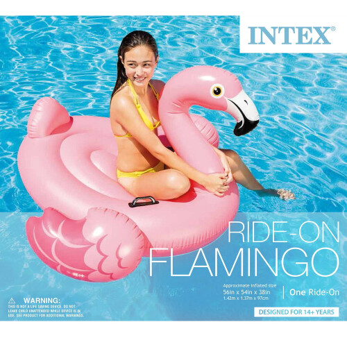 Inflatable Flamingo Ride On Pool Float, 56" x 54" x 38" 2