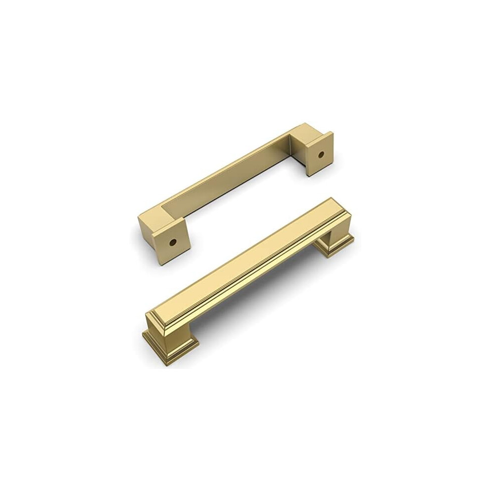 10 Pack Brushed Gold Cabinet Pulls, 3.75" Hole Center, Solid Hardware For Kitchen, Bathroom, Dresser Â Compatible With Zh0001 9418476379512