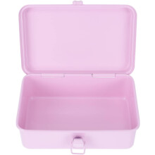 Metal Hinged Tin Box Rectangular Pink Storage Box Desktop Empty Box Stationery Sundries Box Container Home Organization Accessories