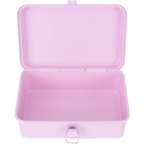 Metal Hinged Tin Box Rectangular Pink Storage Box Desktop Empty Box Stationery Sundries Box Container Home Organization Accessories