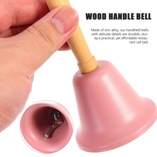Weihnachtsglocke mit Holzgriff, rosa, 6,5 cm 1