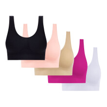 Lot de 5 soutiens-gorge de sport pour femme, sans coutures et sans armatures, soutiens-gorge de nuit, soutiens-gorge de yoga avec coussinets