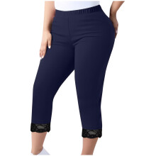 Dámske capri legíny pre väčšie veľkosti s vysokým pásom, elastické nohavice na jogu (L-5X) - Nohavice na jogu s elastickým pásom