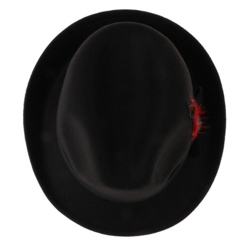 Vlněný plstěný klobouk Fedora Vintage Trilby černý 2