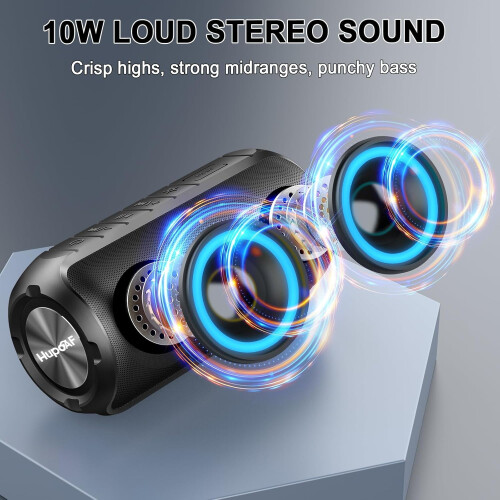 2025 Φορητό ηχείο Bluetooth με ήχο 6D, αδιάβροχο IPX7, φώτα RGB, χρόνο αναπαραγωγής 12 ωρών – 1