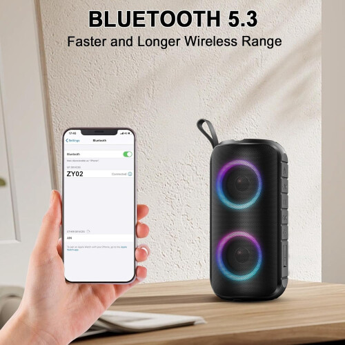 Portable Bluetooth Speaker with 6D Sound IPX7 Waterproof 2