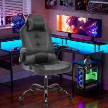 Ergonomic PC Gaming Chair Leather Grey Adjustable Reclining