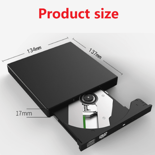 Lettore DVD esterno plug and play per un utilizzo semplice, alimentato tramite USB del computer, compatibile con computer desktop e portatili. 1