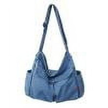 Japansk Retro Denim Crossbody Taske Lyseblå