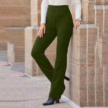 Pantaloni eleganti da donna, a vita alta, gamba dritta, eleganti e casual, per tutti i giorni, tinta unita, verde militare.