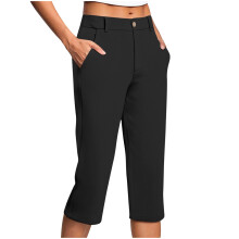 Calça Capri Feminina de Cintura Alta com Elástico na Cintura, Estilo Casual e Elegante, com Bolsos. Oferta por Tempo Limitado!
