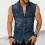 Ανδρικό τζιν φανελάκι Vintage Slim Summer Tank Top χωρίς μανίκια και κουμπιά, τζιν μπουφάν με 1