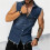 Ανδρικό τζιν φανελάκι Vintage Slim Summer Tank Top χωρίς μανίκια και κουμπιά, τζιν μπουφάν με 5