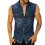 Ανδρικό τζιν φανελάκι Vintage Slim Summer Tank Top χωρίς μανίκια και κουμπιά, τζιν μπουφάν με 2