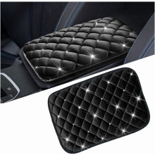 Housse de console centrale de voiture moelleuse ornée de strass en cristal, coussin d'accoudoir doux en forme de diamant, accessoire universel pour