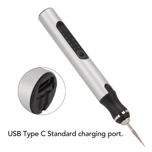 Mini-Elektrogravurstift aus Aluminiumlegierung Silber mit Überlastschutz-Chip 2