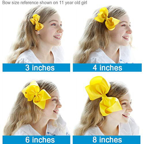 Conjunto de 20 presilhas de cabelo com laço de fita de gorgorão multicolorida de 15 cm (6 polegadas) feitas à mão. 2