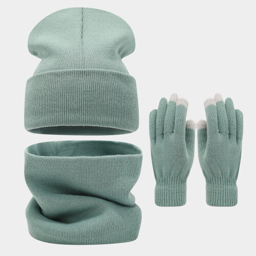 Σετ Κασκόλ και Γαντιών για Γυναικεία Καπέλα Beanie Ζεστά Χειμερινά Γάντι Πλέξιμο 1