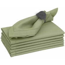 Premium linneservetter, set om 4 (20x20"), hålsöm och gerade hörn, mjuka tvättbara tygservetter för bröllop, fester, vardagsbruk – olivgrön