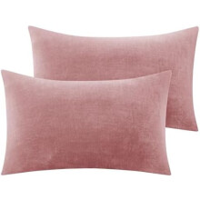 Lot de 2 taies d'oreiller en flanelle, 51 x 66 cm, polaire ultra douce avec fermeture éclair, rose poudré – Compatibles avec les oreillers